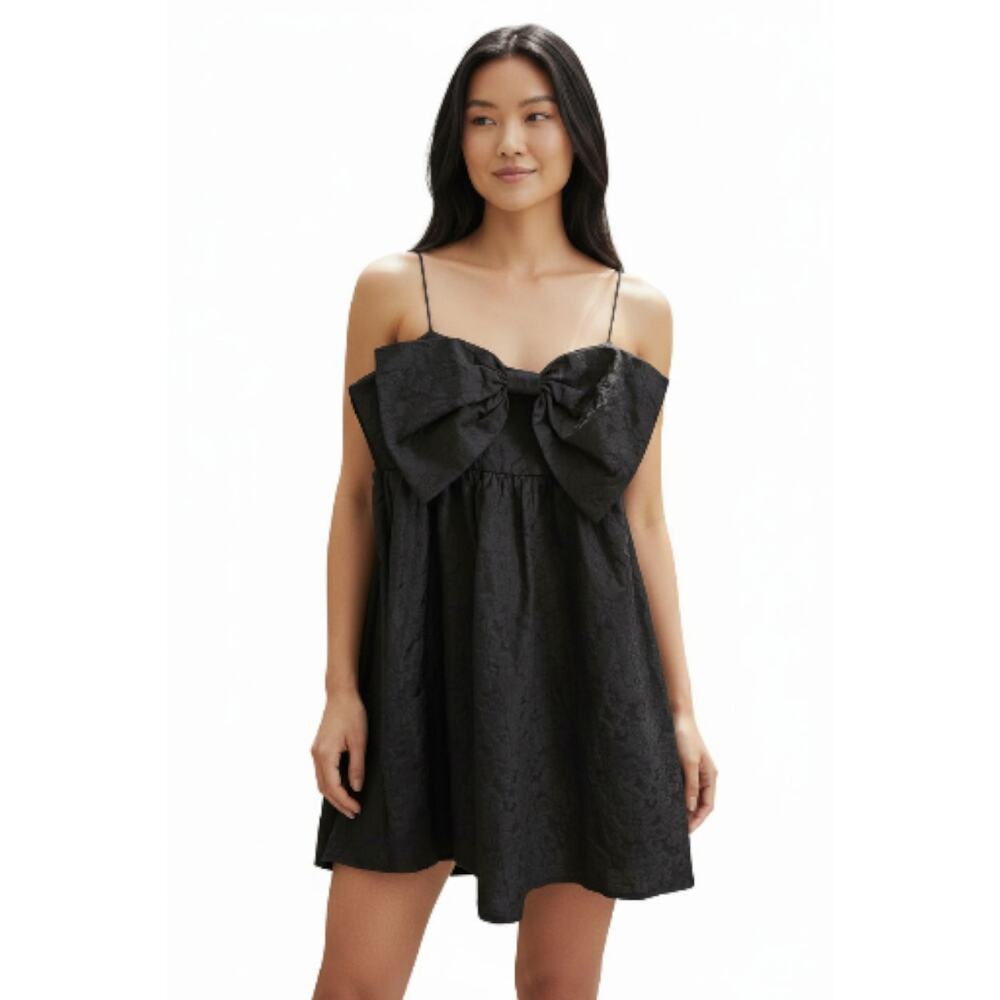 Chelsea 28 Embossed Bow Smock Dress Black Womens Size XL